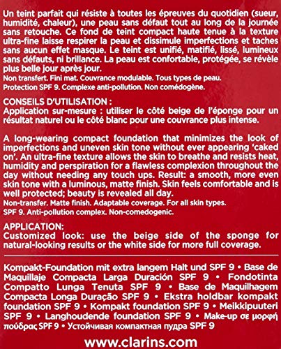 Clarins Everlasting Compact Teint Haute Tenue&Confort Spf9 #108-Sand 1 Unidad 1200 g