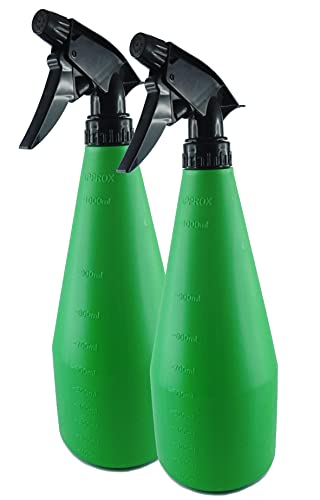 Clixde 2 pulverizadores de plantas para jardín, plantas, flores, peluquería, plástico verde con escala de medición, 1000 ml