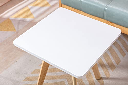 CLP Mesa Auxiliar Cuadrada Almeria De Madera MDF En Estilo Nórdico I Mesita Decorativa con 3 Patas Redondas o Cuadradas, Color:Blanco, Color del Marco:Natura (Cuadrado)