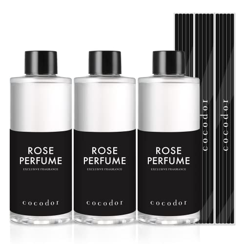 Cocodor Relleno para Difusor / Perfume de Rosas (Rose Perfume) / 200ml / 3 Paquetes / Ambientadores de Hogar, Ambientador Varillas, Difusor de Lengüeta, Ideas para Regalar