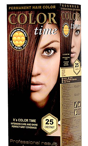 Color time, tinte permanente para el cabello de color castaño 25