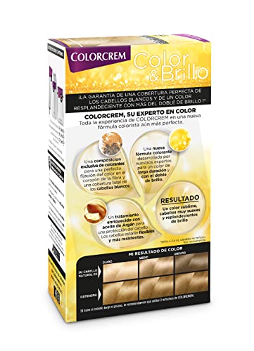 Colorcrem - Tinte permanente mujer - tono 81 Rubio Claro Ceniza, con tratamiento nutri-protector al aceite de Argán. + 45% de producto | Disponible en más de 20 tonos.