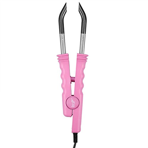 Conector de extensiones de cabello profesional, herramienta de fusión de varita de conector de hierro de calor de fusión, herramientas de conector de peluca de máquina de peluquería de salón(Pink)