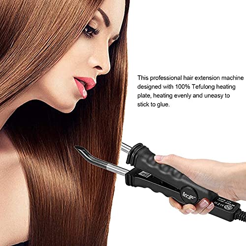Conector de extensiones de cabello profesional, herramienta de fusión de varita de conector de hierro de calor de fusión, herramientas de conector de peluca de máquina de peluquería de salón(Black)