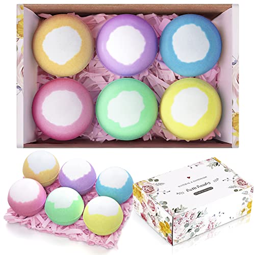 Coquimbo Bombas de Baño, 6 piezas Sales de Baño con Aceites Esenciales, Spa Baño de Burbujas para Hidratar la Piel Seca, Regalo de cumpleaños y Navidad para mujeres, niñas, niños (60g/ piezas)