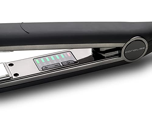 Corioliss C1 Digital | Plancha de Pelo para Mujeres | Tecnología y Placas de Titanio para Cabello Fino | Plancha Profesional con Control de Temperatura | Black Soft Touch