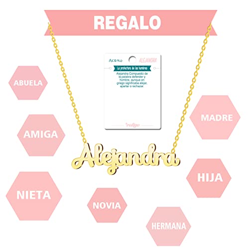 Cotigo Collar Nombre Rosa Acero Incluye Tarjeta Significado Hermoso Colgante Plateado o Dorado-Regalos Personalizados Mujer Cumpleaño Navidad Día de madre San valentín (Rosa-Dorado)