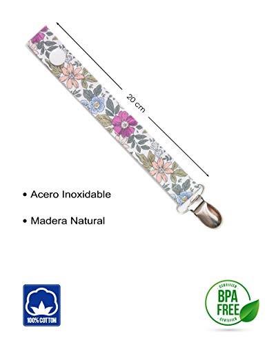 Cotone Chupeteros de Tela Clips Metalicos Para Bebe Pack de 5 100% Algodon