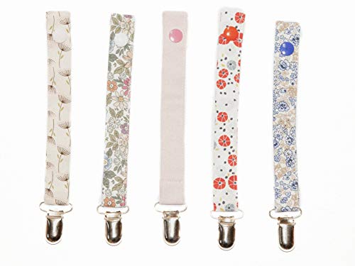 Cotone Chupeteros de Tela Clips Metalicos Para Bebe Pack de 5 100% Algodon