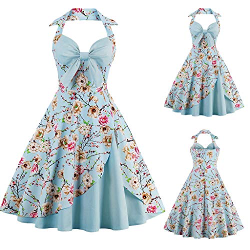 COZOCO Maxi Vestidos Vestidos Playa Sexys Y Elegantes Moda Mujer Vestidos Chic de Noche Playa Vacaciones Escotado por Detrás Maxi Vestidos（Azul Claro，EU-36/CN-M）