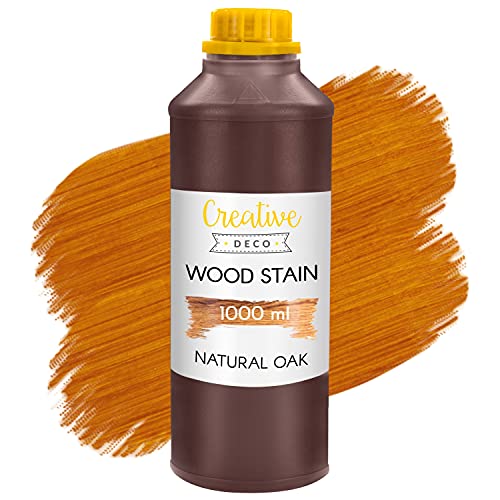 Creative DECO 1L Barniz Madera Interior Tinte al Agua | Color Roble Natural | 1L | Secado Rápido | No Tóxico | para Paneles de Madera, Parquet, Hormigón, Ladrillo, Papel Pintado y Más | Alta Eficacia