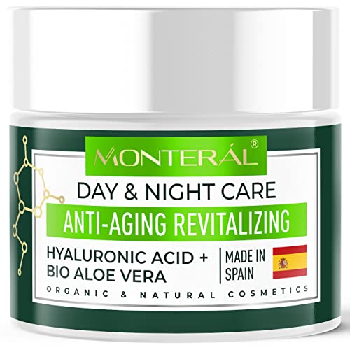 Crema Antiarrugas Mujer y Hombre con Ácido Hialurónico Hecho en España - Crema Facial Antiedad Hidratante Vegano con Aloe Vera y Vitamina E con Ingredientes Orgánicos para Día y Noche MONTERAL
