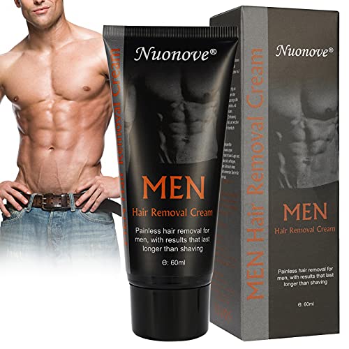 Crema Depilatoria Hombre, Crema Depilatoria, Hair Removal Cream, Crema Depilatoria Sin Dolor, Rápida y Efectiva, Deja la Piel Suave,para Facial, Antebrazo,Piernas, Axilas, Pecho, Espalda, 60 ml