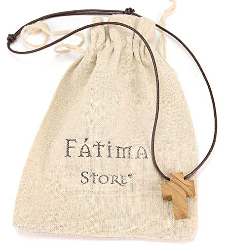 Cruz de Madera de Olivo como Colgante Hombre o Collar Mujer. Santa Cruz Hecha a Mano en Jerusalén, Tierra Santa, por Expertos Artesanos de la Madera de Olivo. Colgante Cruz Madera de Olivo de Belén