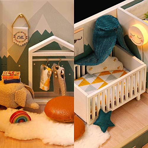 Cuteefun Casas de Munecas Madera en Miniaturas con Música y Muebles, Casas Miniaturas para Montar, Miniaturas para Manualidades, Regalo Original para Niñas Madres Esposas Novias, Vida Cómoda