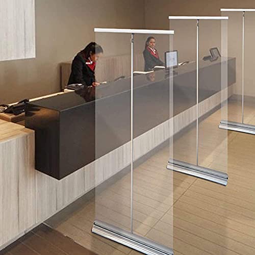 CWZY Roll up Stand Aislamiento Libre Sala de Barrera Divisor Divisor Transparente Higiene Pantalla Dreneeze Guard Piedra Piso Piso de pie Pull-up Banners,for Gimnasio Salon Peluquería Bar Restaurante