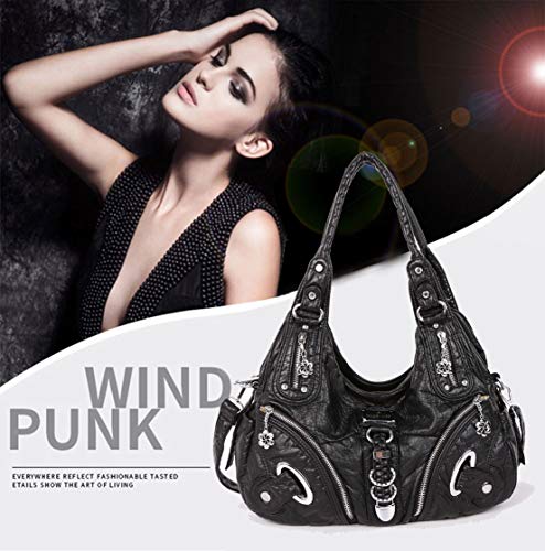 DEERWORD Mujer Bolsos Bandolera Vestir Bolsos de Mano Convertible Casual de Hombro Fekete