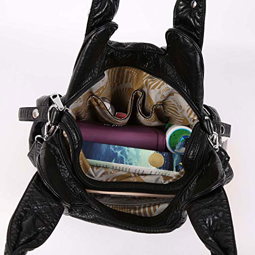 DEERWORD Mujer Bolsos Bandolera Vestir Bolsos de Mano Convertible Casual de Hombro Fekete