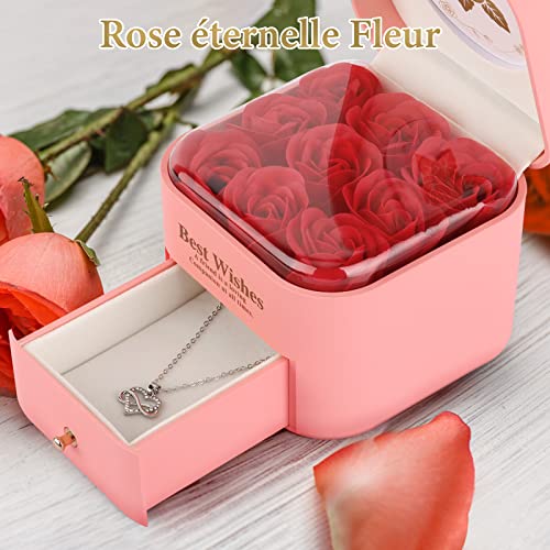 Derogras Rosa Eterna, Regalos Originales para Mujer, Regalos Mujer para San Valentin, Rosa Eterna para San Valentin Cumpleaños Navidad Aniversario, Rosa Para Esposa Mamá