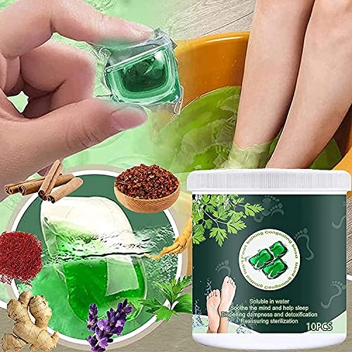Detox Foot Soak Pods,Portable Herbal Essence Foot Soaking Capsules,Chinese Medicine Foot Bath Powder (10 Pcs)