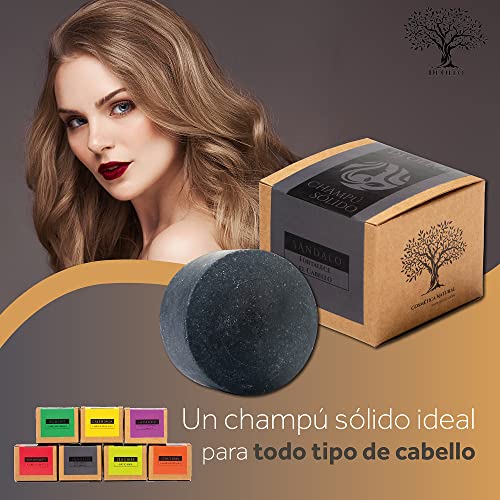 Di Oleo Champú Sólido de Sándalo, Champú Natural y Vegano, Hidrata y Fortalece el Cabello, Hombre y Mujer, Fabricado en España, 100 g
