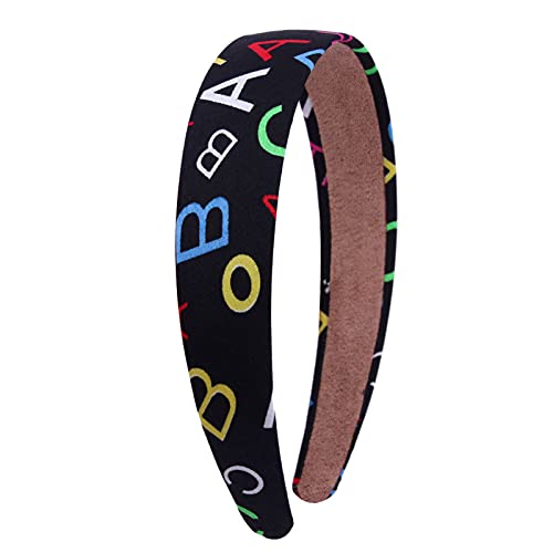 Diademas De NiñAs Carta Coloridas Banda De Pelo De Tela Cinta Cubierta Diadema De SatéN Estampada Para Mujer Diademas De Pelo Anchas De Punto Diadema Ancha Retro Para El Pelo para Mujer Niñas 6 Piezas