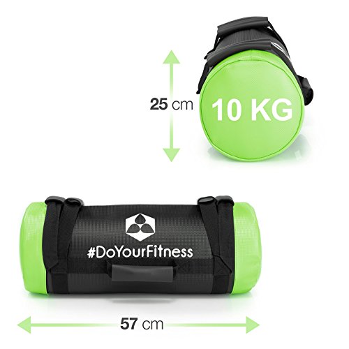 #DoYourFitness x World Fitness Power Bag Carolous 10 kg - Saco de Arena para Entrenamiento de Fuerza y Resistencia - Sandsack Cubierta de Nylon con Costuras Reforzadas - Verde