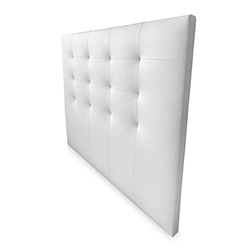 DUÉRMETE ONLINE Cabecero París Acolchado | Tapizado en Polipiel de Alta Gama | Medidas 135 y 140, Madera, Blanco, 145 x 120 cm (Cama 135/140)