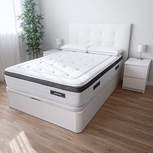 Duérmete Online - Colchón Viscoelástico Nature Biogel | Altura 24cm,Firmeza y Confort Óptimos,Tejido Termorregulador, Blanco, 105x190