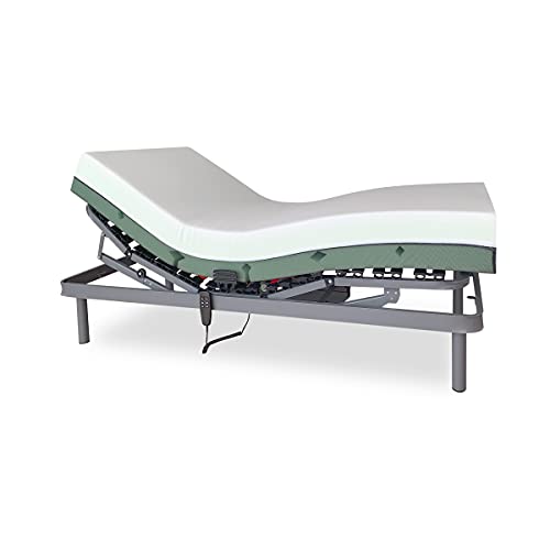 DUÉRMETE ONLINE Pack Cama Eléctrica Articulada Reforzada Ergomax + Colchón Viscoelástico Bio Medic, Gris Antracita, 80x180