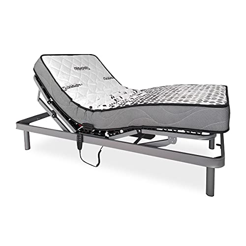 Duérmete Online Pack Cama Eléctrica Articulada Reforzada Ergomax + Colchón Viscoelástico Dorsal Plus, Gris Antracita, 80x180