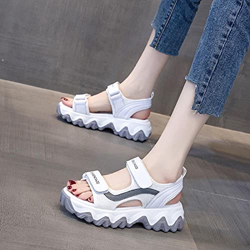 DZQQ Sandalias Gruesas de Verano 2021 para Mujer, Sandalias con Plataforma de Moda, Sandalias de cuña Informales para diseñadores para Mujer, Sandalias Deportivas de Marca Femenina