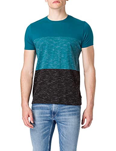 edc by Esprit Bloque Stripes Camiseta, 454/azul petróleo 5, L para Hombre