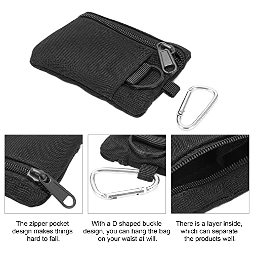 EDC Molle Pouch, Outdoor EDC Molle Pouch Wallet Mini Estuche para Tarjeta de Llave portátil EDC Pouch Bag Monedero con mosquetón(Negro)