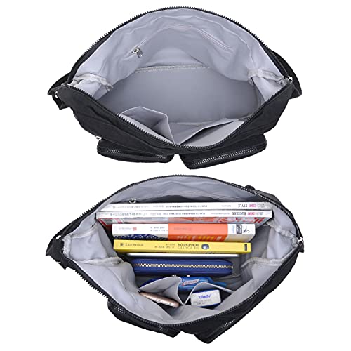 Efanliu Bolso Bandolera Mujer Grande Impermeable Nylon Bolsos de Universidad Mujeres Crossbody Mensajero Grandes,Negro