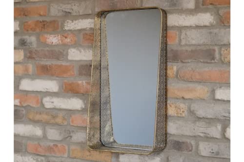 Espejo de pared de metal de filigrana dorada grande de 61 cm con estante