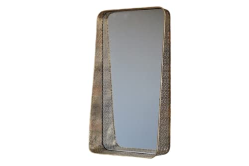 Espejo de pared de metal de filigrana dorada grande de 61 cm con estante