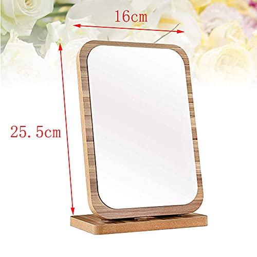 Espejo de tocador de Madera Espejo de Maquillaje de Escritorio Espejo cosmético HD Espejo(Rectángulo)