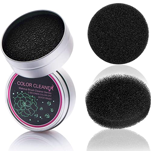 Esponja Caja de Limpieza de Pinceles de Maquillaje, Brocha para Maquillaje Esponja Limpiador, Limpiador de Pinceles para Cambio Rápido de Color, Adecuado para Cosméticos Secos, 1+3 Piezas