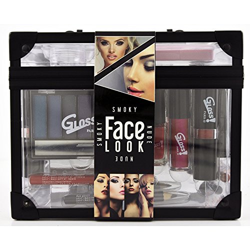 Estuche y paleta de maquillaje para mujeres | 47 piezas: rubor, sombra de ojos, lápiz labial, esmalte de uñas | Estuche de almacenamiento | Organizador|Idea de caja de regalo de belleza | VANITY BLACK