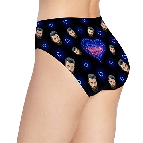 Explou Ropa Interior Divertida Personalizada para Mujer, Foto Personalizada, Propiedad del Nombre, Bragas Breves Sexis de Corte Alto(Negro 38 X-Large)
