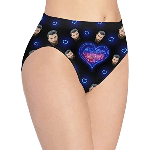 Explou Ropa Interior Divertida Personalizada para Mujer, Foto Personalizada, Propiedad del Nombre, Bragas Breves Sexis de Corte Alto(Negro 38 X-Large)