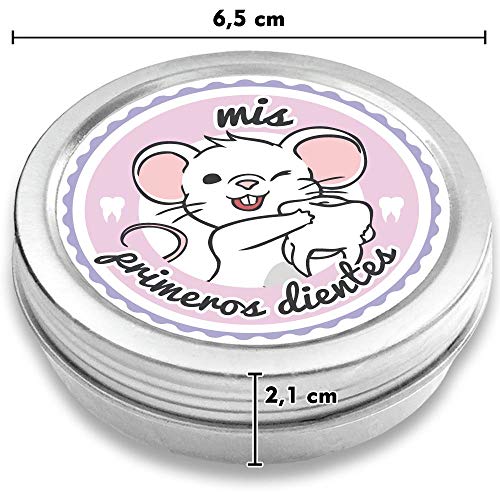 FANS & Friends Caja para dientes de leche con medalla para niños y niñas, Caja para guardar los dientes de bebés, Ratoncito Pérez, color: rosa