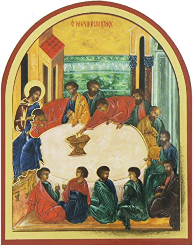 Ferrari & Arrighetti Icono Última Cena Estampa sobre Madera con Forma de Arco - 15 x 11,5 cm