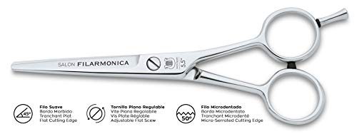 Filarmonica Tijeras de peluquería con navaja afeitar barbero set de peluquería profesional tijera peluquero de 14 cm 5,5” con navaja de 24 cm de acero inoxidable para barbero peluquero