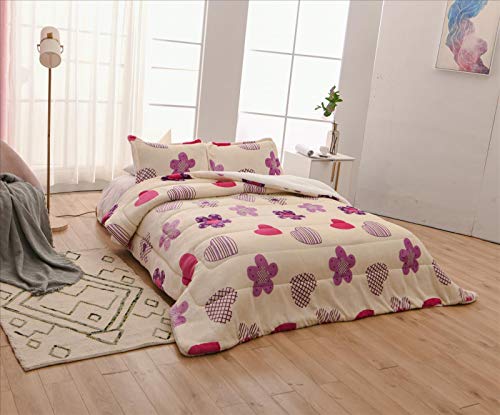 Foren Tex Manta para sofá y Cama con Borrego (M-3090) 600GMS Sin Pelusas No Suelta Pelo Tacto Suave y Cálida Dispone Varios Tamaños y Colores (Corazón, 155x220cm)