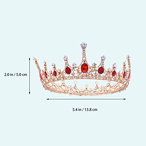 FRCOLOR Corona de diamantes de imitación roja, corona de princesa, tiara vintage, corona para novia, fiesta de boda