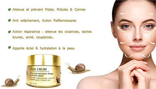 French Beauty Valley 2 X Crema Baba De Caracol Antiarrugas, Restauradora, Regenerativa, Hidratante, Lucha Contra El Acne, Manchas, Cicatrices - 50 G