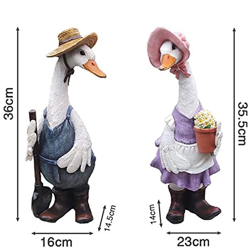 Garden Sculpture Statue,Decoration Ornaments Cute Cartoon Animal Duck Resin Crafts Outdoor Courtyard Garden Landscape Sculpture Home Yard Swimming Pool Decoration Simple Vintage,1pcs Female Duck