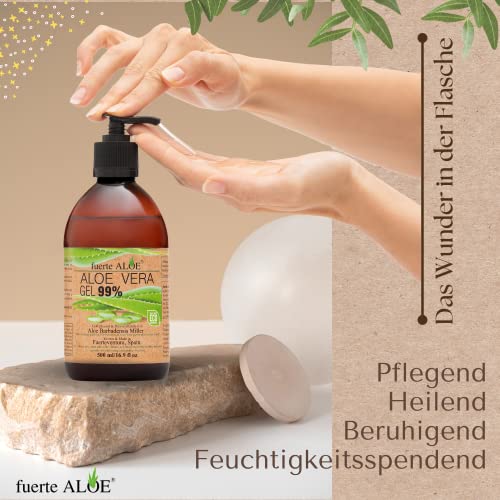 GEL Aloe Vera PURO 99% CERTIFICADO ORGANICO 100% Para CARA CUERPO CABELLO Deja PIEL Suave - 500 ml / 16.9 fl oz